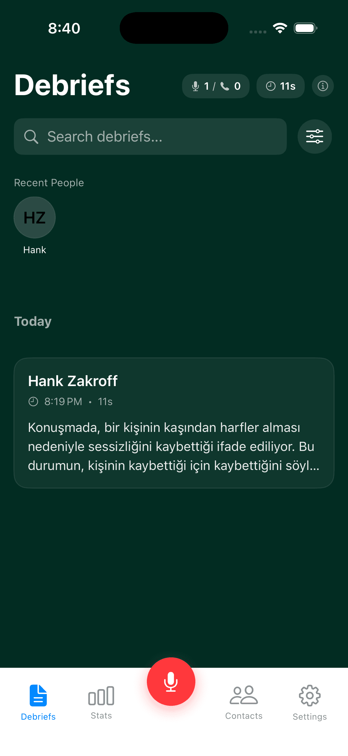 Your Debriefs Timeline