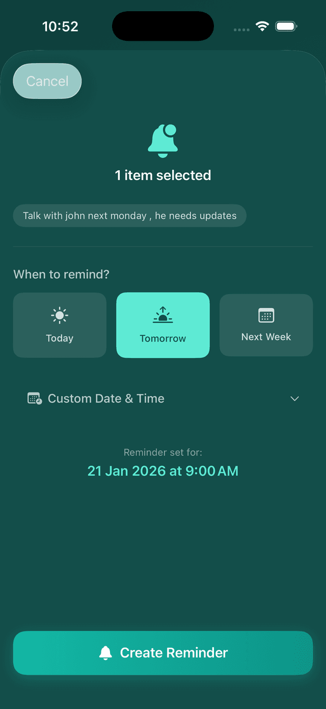 iOS Reminders Integration